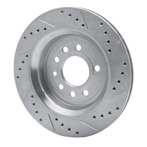 Saab 9-3X Brake Rotor (1) - Rear Left - R1 Concepts - Drilled & Slotted - Silver - `08-`11